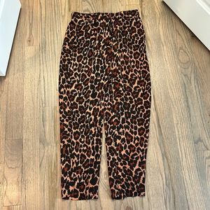 J Crew cheetah silk trousers.